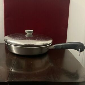 Vintage Revere Ware 95e 10" Stainless Steel Skillet Fry Pan with Lid